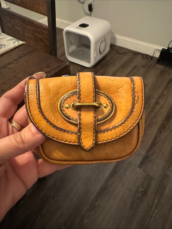 Fossil Handbags - Fossil Mustard Yellow Leather Mini Wallet